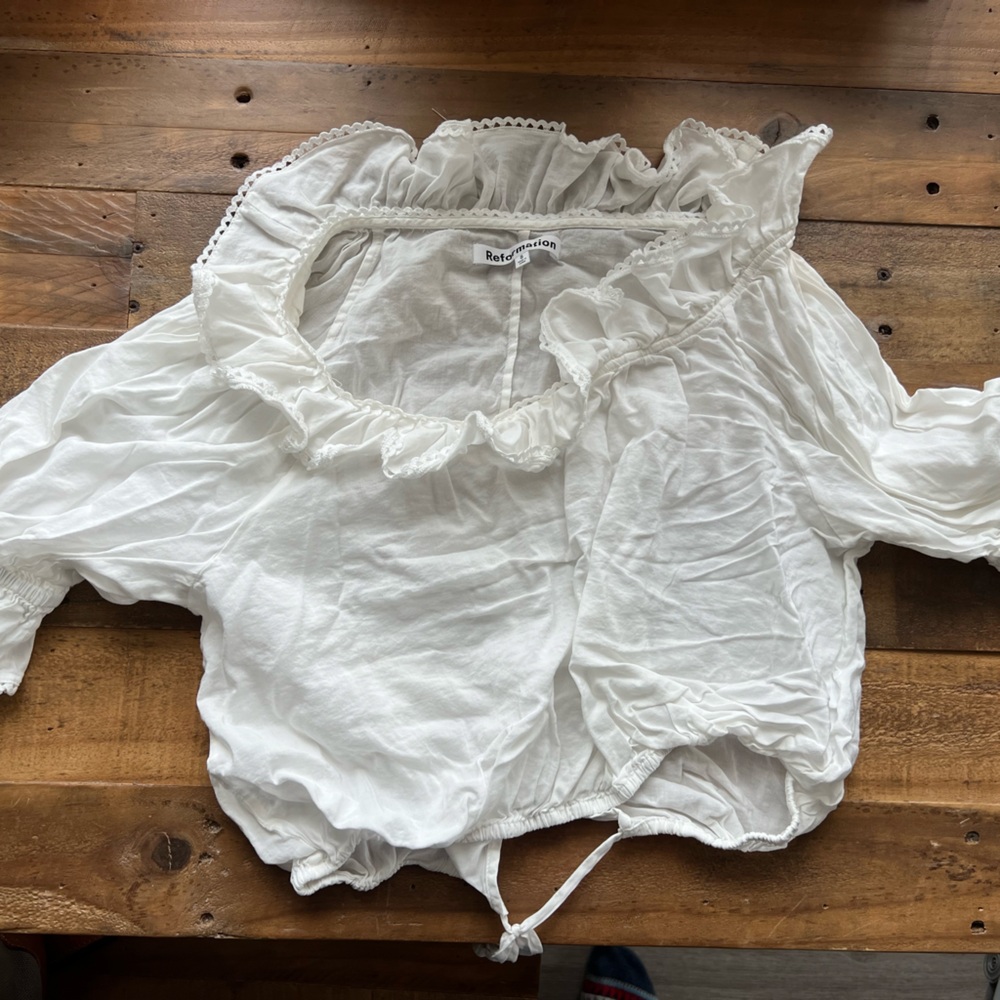 Reformation Cambri Top Blouse White - Picture 8 of 8